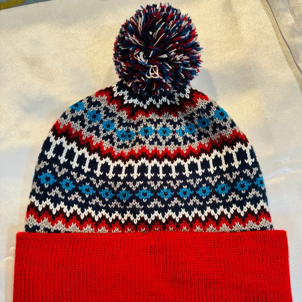 Aeropostale Red Multicolored Knit Beanie with Pompom (NWT)